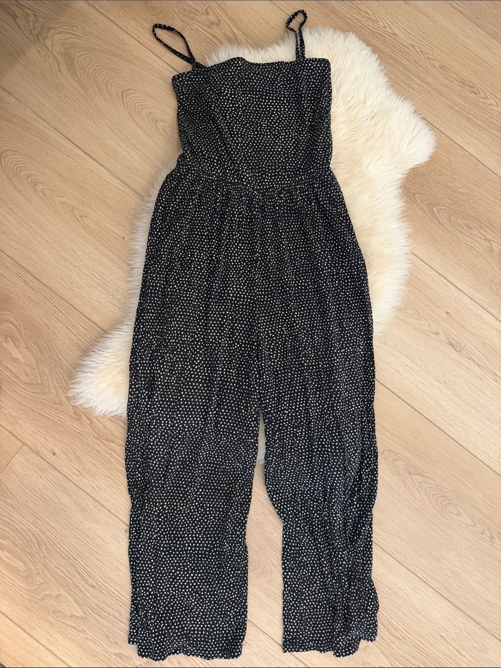 Billabong Black Jumpsuit with White Polka Dot Print